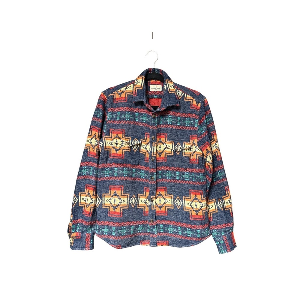 Marine Layer Small Southwest Aztec Print Button Front Cotton Shacket Jacket‎
